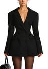 Vestido blazer LAJIOJIO com decote em V e lapela e manga comprida para mulheres
