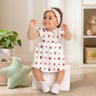 Vestido Body Bebê Menina Kyly em Algodão Estampa Morangos Off Vestido Body Bebê Menina Kyly em Algodão Estampa Morangos Off