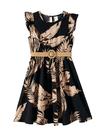 Vestido Boho Floral PATPAT com Mangas Babados e Cinto Trançado