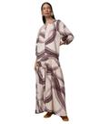 Vestido Boho Longo Super Amplo Manga Longa Viscose Rosa Santa