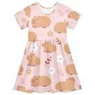 Vestido Bolaz Capybara Flower Girls de manga curta de 2 a 8 anos