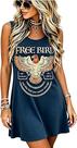 Vestido BOMYTAO Vintage Rock Country Music para mulheres azul