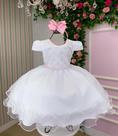 Vestido branco batismo Vitoria Kids Maria Flor festa