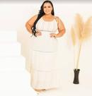 Vestido Branco com Brilho Lilás Plus Size