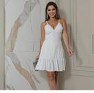 vestido branco curto de com babado