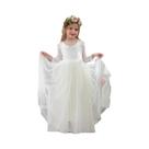 Vestido Branco De Renda Para Daminha De Casamento De Verão Com Manga Longa Em Tule, Modelo Princesa,