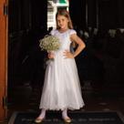 Vestido Branco Feminino Adulto Longo com Saia Tule Infantil Festa Batizado Formatura Ref4027
