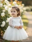 Vestido Branco Festa Batizado Manga Longa Casamento Daminha Vestido Branco Festa Batizado Manga Longa Casamento Daminha
