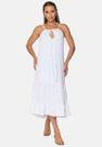 Vestido Branco Midi tecido com estampa relevo