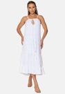 Vestido Branco Midi tecido com estampa relevo