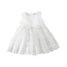 Vestido branco para meninas de 0 a 2 anos, saia de gaze de renda com faixa de cabelo