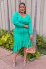 Vestido Brittany Manga Longa Verde Bandeira Plus Size