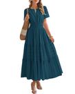 Vestido BTFBM azul-claro maxi com cintura elástica e bolsos XL