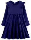 Vestido Bumeex para Niña Pequeña Manga Larga Algodón Azul Marino