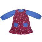Vestido c/ Blusinha Infantil Look Jeans Veludo Vermelho - VERMELHO - 03