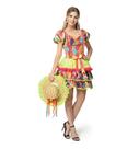 Vestido Caipira Feminino Adulto Colorido Com Babados