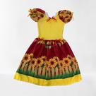 Vestido Caipira Girassol Adulto Evento Escolar São João
