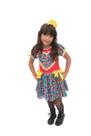 Vestido Caipira Infantil Junino Vermelho Azul + Tiara