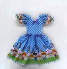 Vestido Caipira Junina Quadrilha Moda Caipira Quadriculado Azul Juvenil