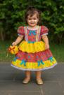Vestido Caipira Junino com Bolsinha Infantil Papilloo Vestido Caipira Junino com Bolsinha Infantil Papilloo