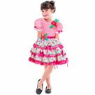 Vestido Caipira Super Luxo Exclusivo Xadrez Rosa Com Flores Vestido Caipira Super Luxo Exclusivo Xadrez Rosa Com Flores