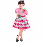 Vestido Caipira Super Luxo Exclusivo Xadrez Rosa Com Flores