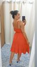 Vestido calor alça fina verão crepe forrado coral turquesa