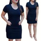 Vestido Camiseta Blusão Feminino Curto Bolsos Algodão Vestido Camiseta Blusão Feminino Curto Bolsos Algodão