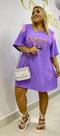 vestido camiseta estampado de plumas de ombro