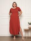 Vestido Camiseta Maxi Longo Com Fendas Ref.15538