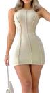 Vestido canelado curto frente única,Sem Modestia Vestido canelado curto frente única,Sem Modestia