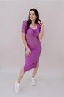 Vestido canelado franzido roxo