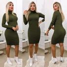 Vestido Canelado Manga Longa Gola Alta