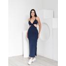 Vestido canelado vazado / vestido logo com fenda lateral/ vestido longo Vestido canelado vazado / vestido logo com fenda lateral/ vestido longo