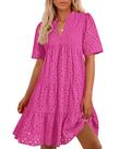 Vestido casual BTFBM feminino Boho Summer Resort com decote em V