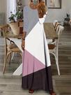 Vestido Casual De Manga Longa Com Bloco De Cores Para Mulheres, Decote Redondo, Outono 2024,