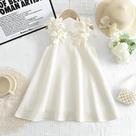 Vestido Casual De Verão Para Meninas Coreanas Em Cor Sólida Branca Com Decoração De Flor 3D Vestido