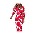 Vestido Casual Elegante Feminino Com Estampa E Gola Lapela Estilo Camisa Para Trabalho E