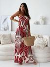 Vestido Casual Feminino Com Decote Em V, Estampa Irregular, Midi, Moda De Verão Elegante Para Férias