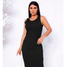 Vestido Casual Feminino midi Regata sem manga Canelado Tecido leve 5784