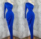 Vestido casual feminino uma manga só longo