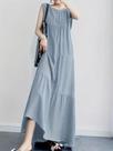 Vestido Casual plus Size Em Cor Sólida Com Cinto, Decote Redondo, Manga Curta, Lavável Na Máquina,