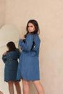 Vestido Chamise Jeans Manga Longa Com Botões