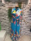 Vestido chamise longo com botão frontal
