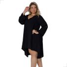 Vestido Chamise Manga 3/4 Gola Polo Plus Size