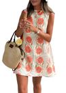 Vestido CHARTOU feminino 2025, verão, sem mangas, algodão floral, linho