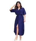 Vestido Chemise Camisão Longo Midi Manga Princesa Luxo 3/4