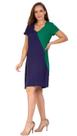 Vestido Chemise Curto Bicolor Mangas Curtas Vestido Chemise Curto Bicolor Mangas Curtas