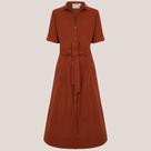Vestido Chemise Dudalina Midi Liso Ve26 Laranja Feminino