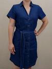 Vestido Chemise Jeans Feminino de Manga Curta com Detalhes